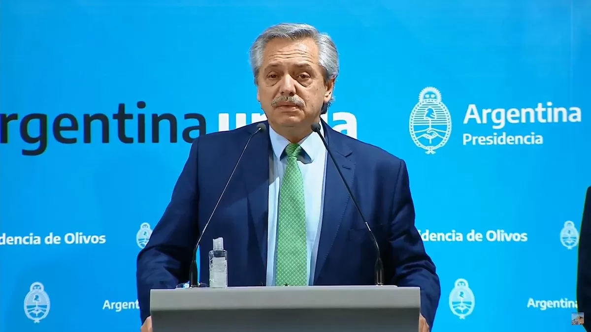 El presidente, Alberto Fernández, en una conferencia de prensa.