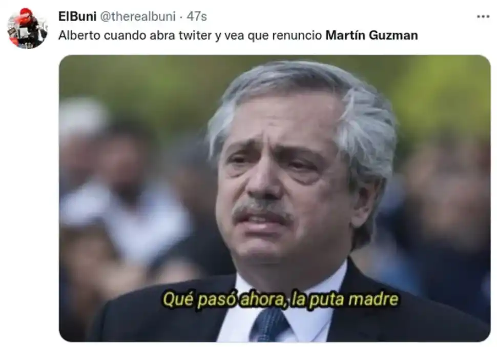 Memes en Twitter por la renuncia de Martín Guzmán