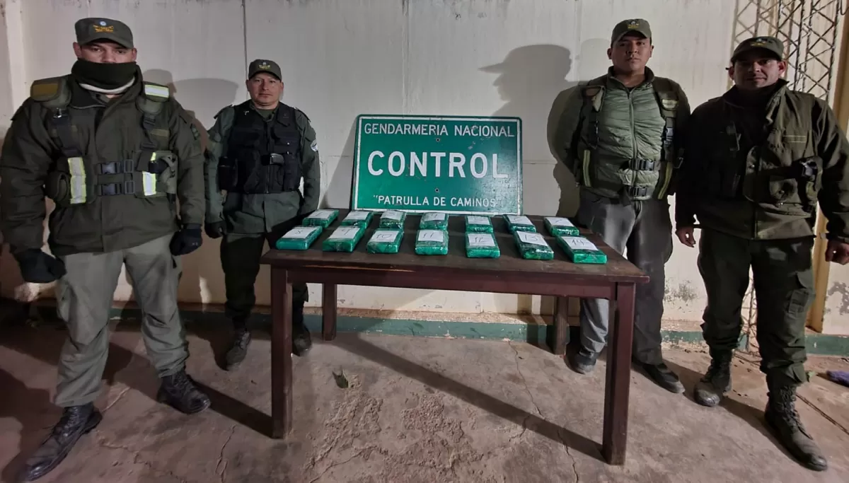 OPERATIVO ANTIDROGAS. Dos mujeres llevaban 15 kilos de cocaína, desde Bolivia hacia Tucumán. Foto de Gendarmería Nacional