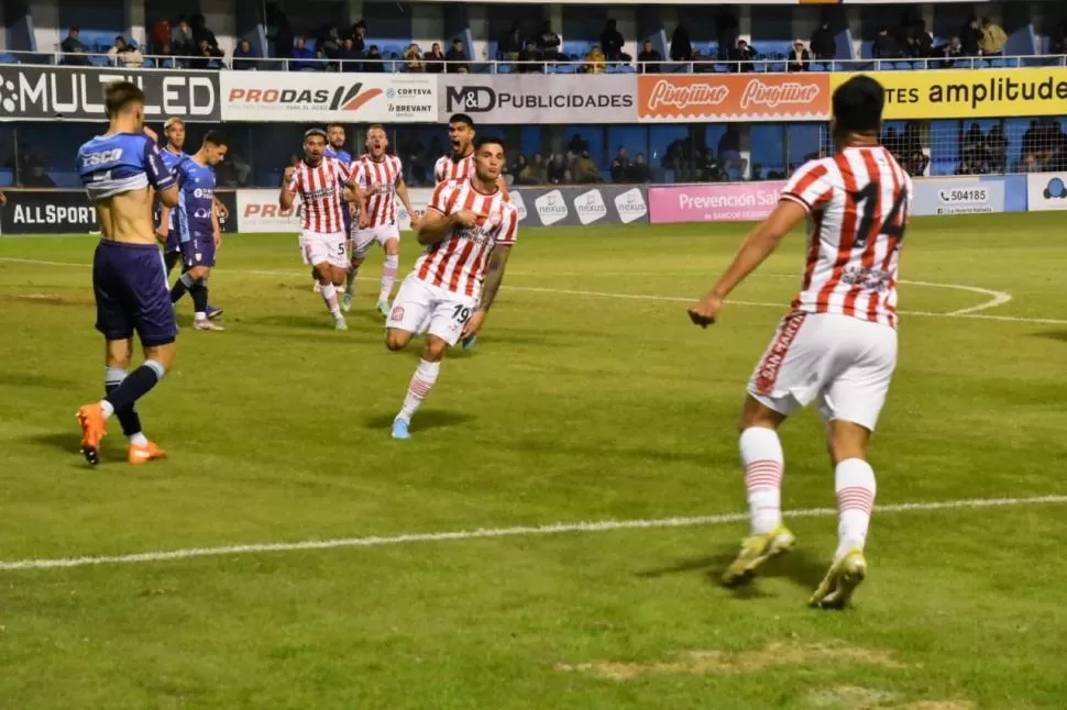 SU MOMENTO. Argañaraz anotó su único gol con la camiseta de San Martín en el 1 a 1 ante Rafaela.  