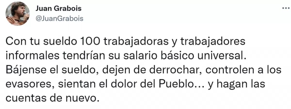 “Bájense el sueldo y hagan las cuentas de nuevo”: Juan Grabois cruzó al Gobierno por rechazar el Salario Básico Universal