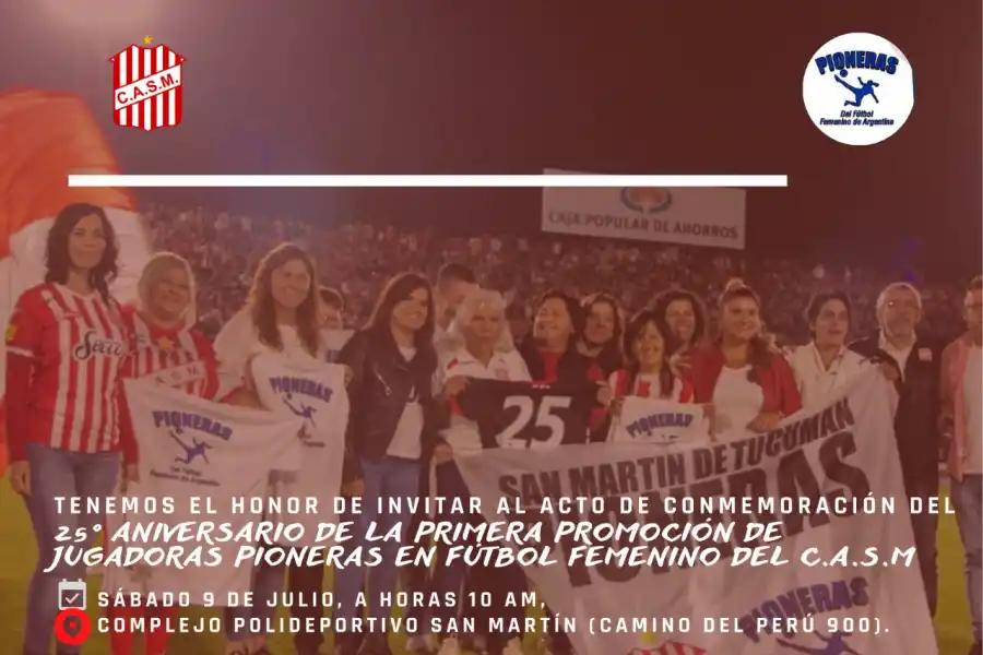 Fútbol femenino: San Martín rendirá homenaje a las Pioneras