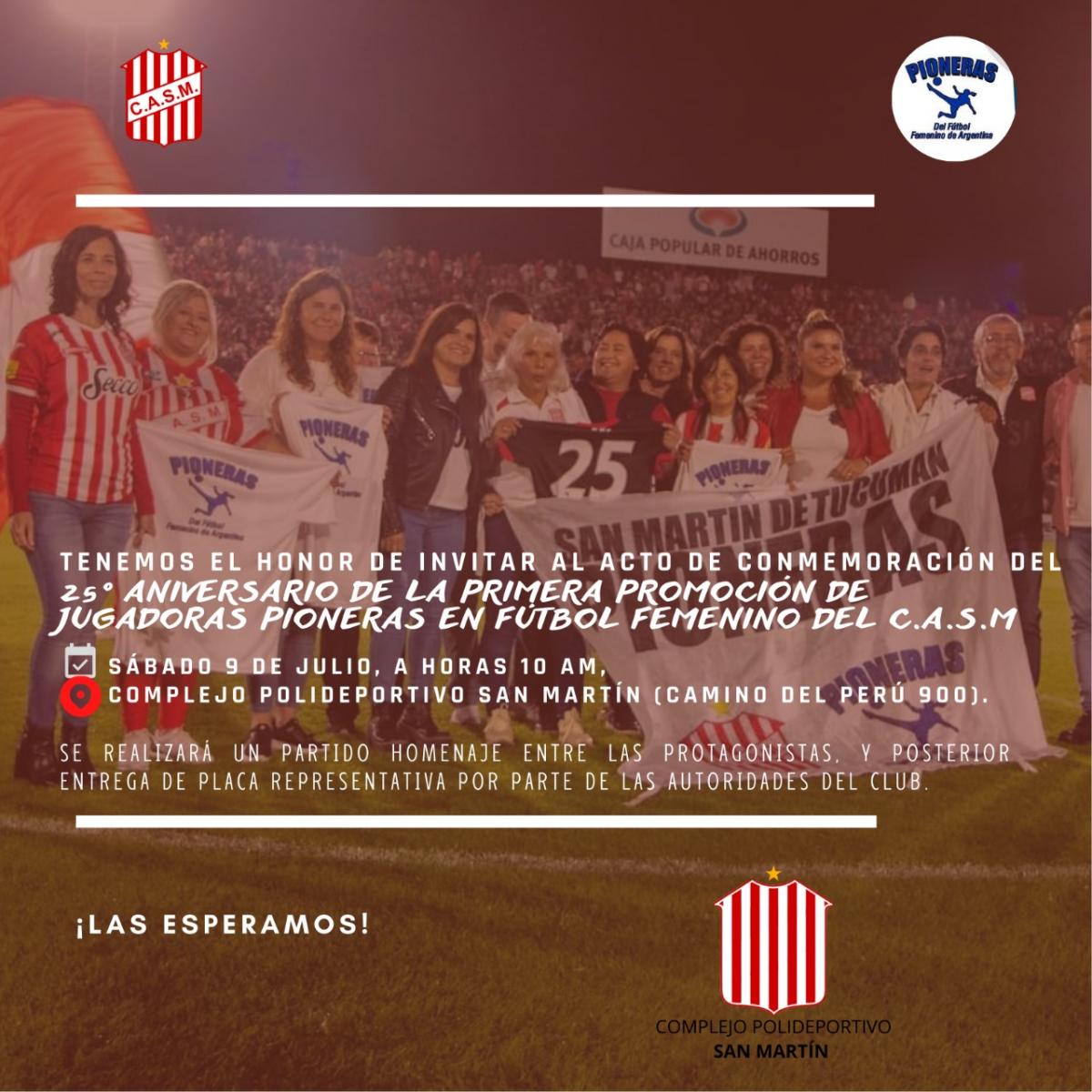 Fútbol femenino: San Martín rendirá homenaje a las Pioneras