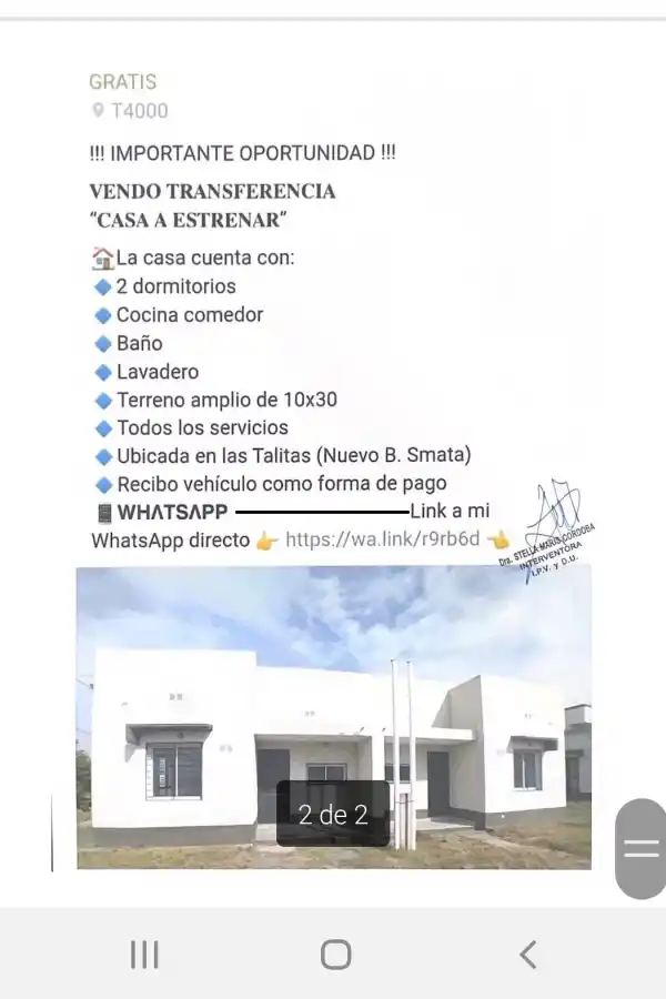 Puso a la venta una casa del IPVDU a días de recibirla, ahora el gobierno se la quitó