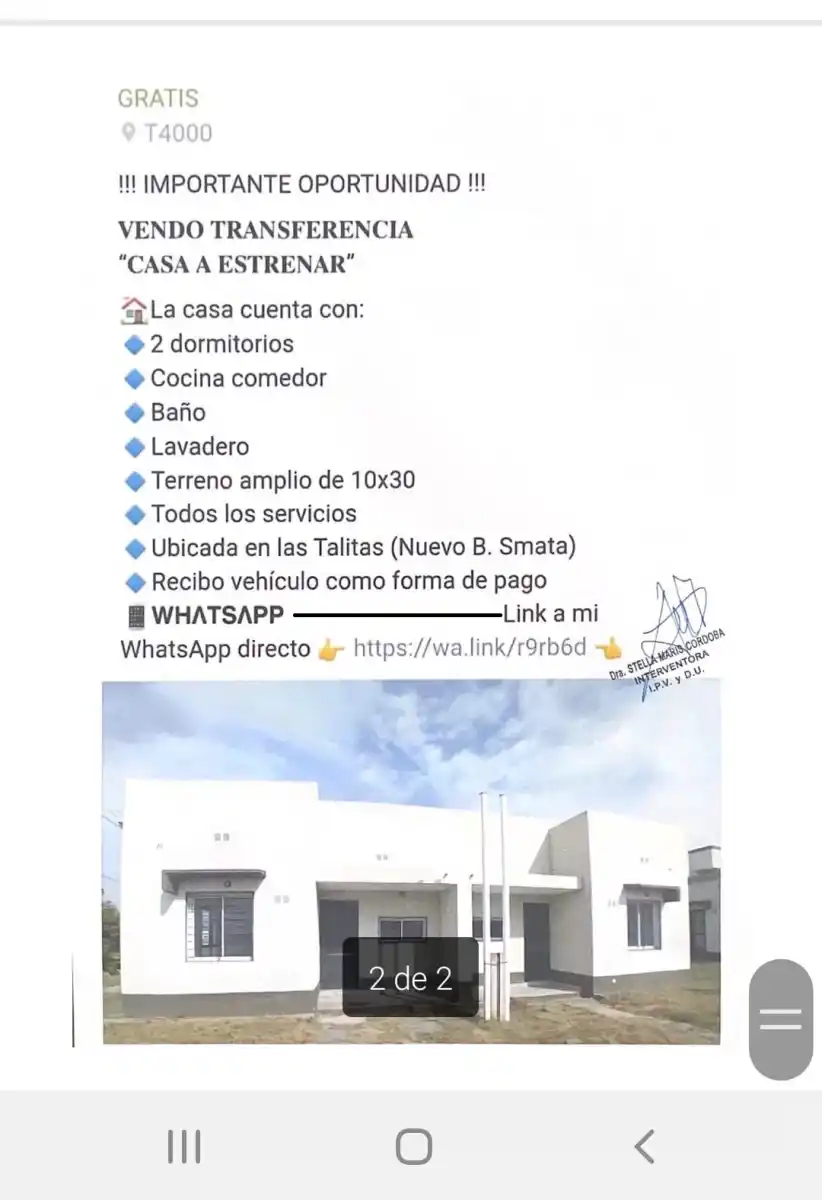 Puso a la venta una casa del IPVDU a días de recibirla, ahora el gobierno se la quitó