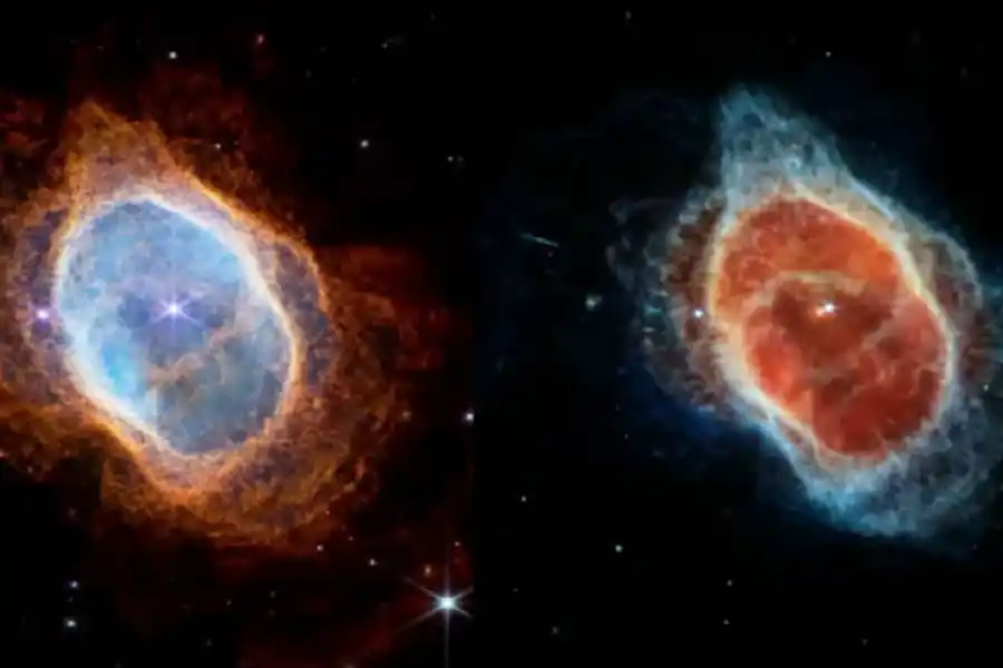 La imagen muestra la Nebulosa del Anillo Sur, una estrella moribunda, expulsando una nube de gas de colores que eventualmente se expandirá y se desvanecerá en el espacio entre las estrellas. (NASA)