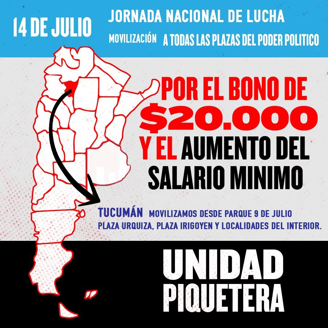 Unidad Piquetera llevará adelante marchas y cortes de ruta este jueves en Tucumán