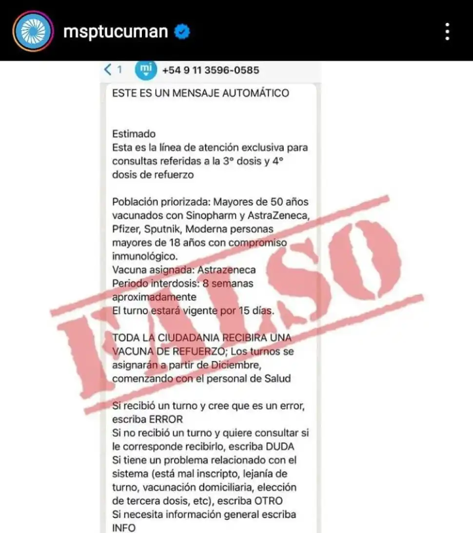 El comunicado en redes del MSP.