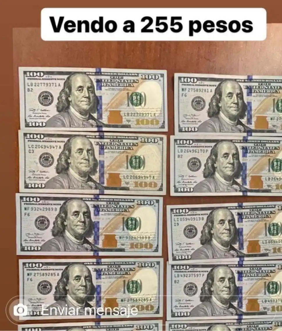 Venta falsa de dólares por Instagram.
