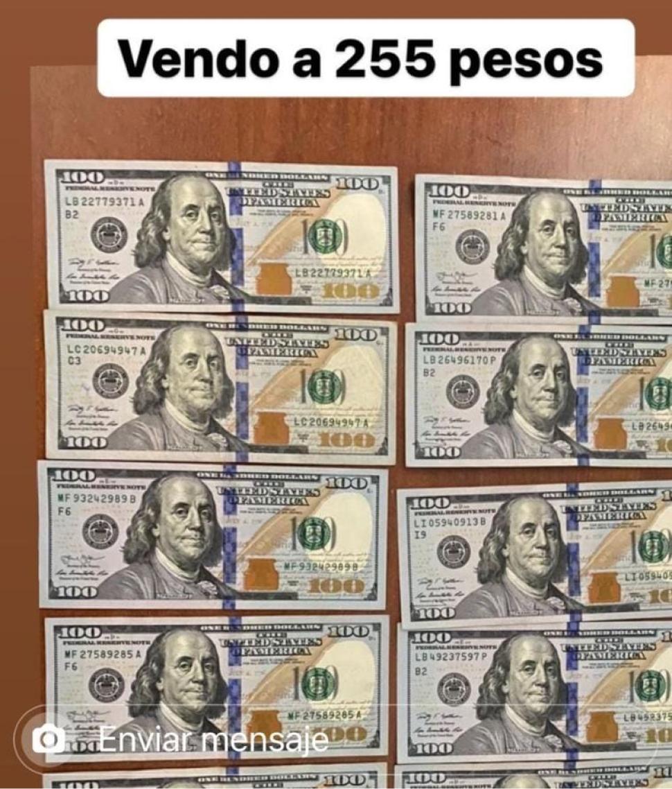 Venta falsa de dólares por Instagram.
