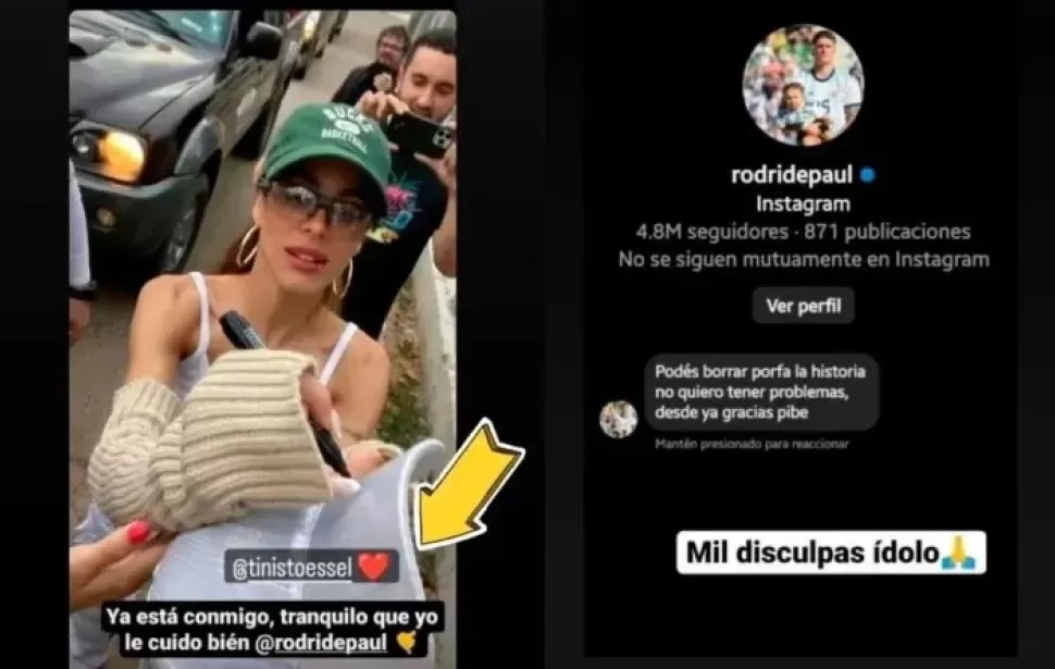 El chat de De Paul con el jugador paraguayo.