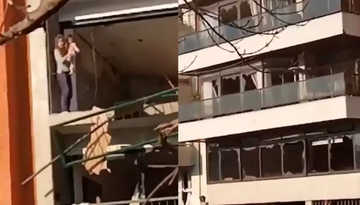 Explosión en Montevideo: una mujer y su hija esperan ser rescatadas.