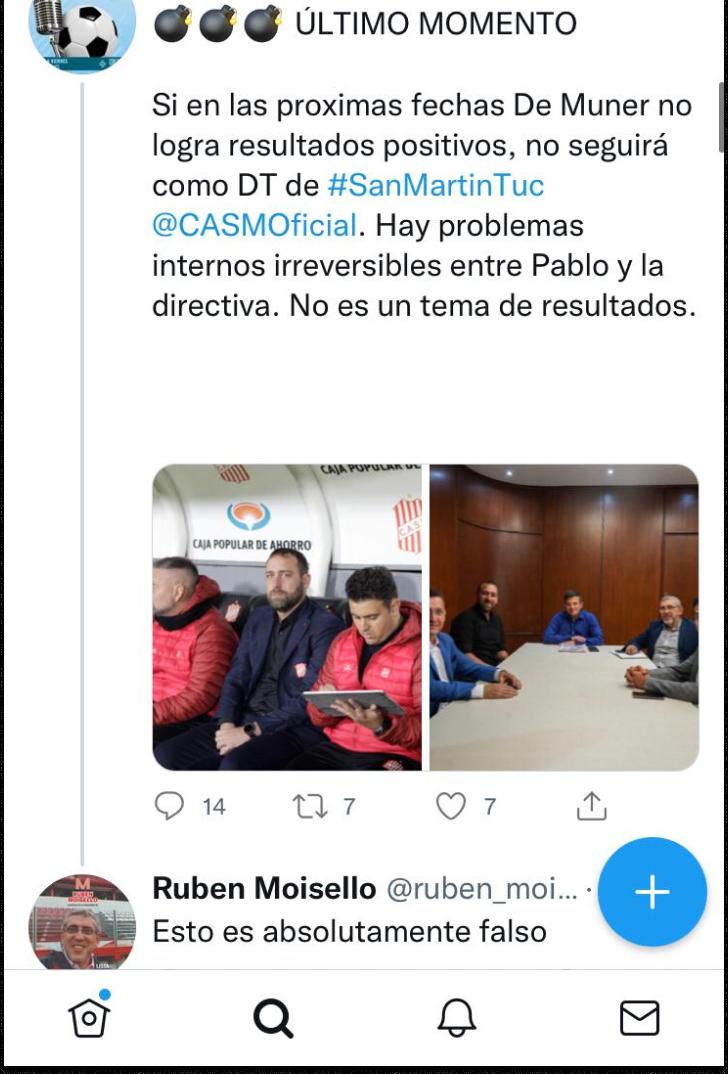 El intercambio entre el medio y Rubén Moisello en Twitter.