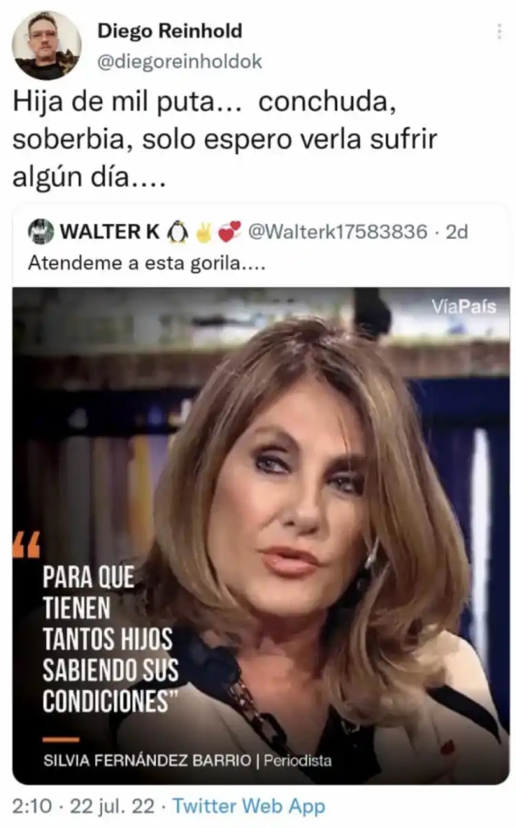 El tuit de Diego Reinhold.