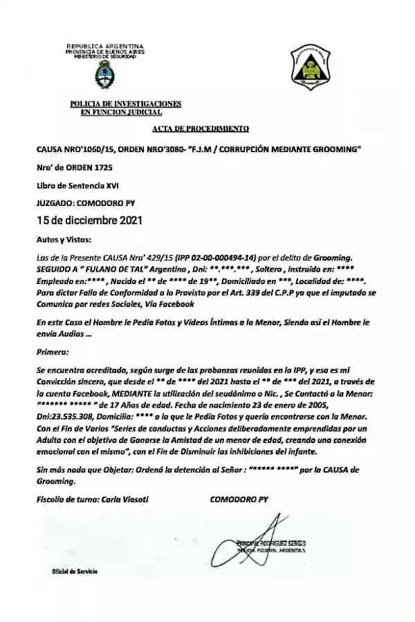 FALSO. Un acta de procedimiento que utilizan en el engaño.  