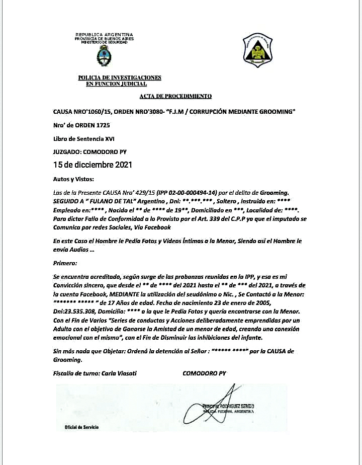 FALSO. Un acta de procedimiento que utilizan en el engaño.  