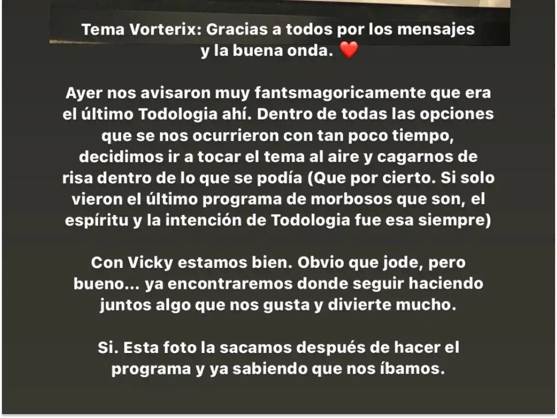 El posteo de Matzorama, uno de los conductores afectados.