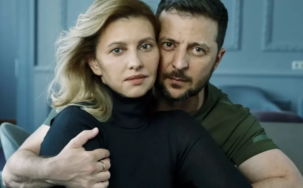 Volodimir Zelensky y Olena Zelenska posaron para la revista Vogue