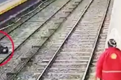 Video: un hombre se desvaneció y cayó a las vías del tren