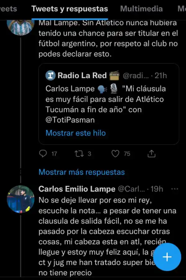 El intercambio entre Lampe y los hinchas.