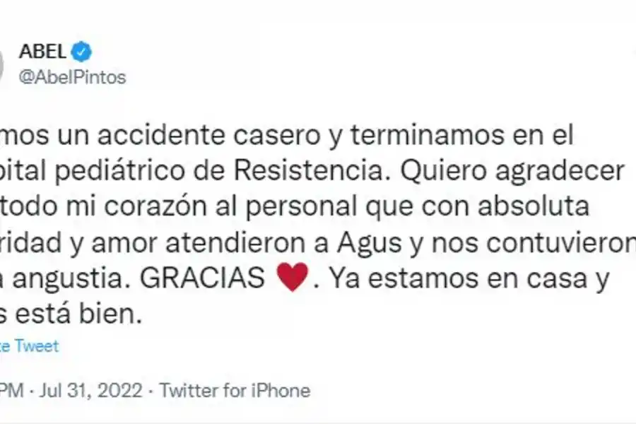 Foto tomada de Twitter: @AbelPintos