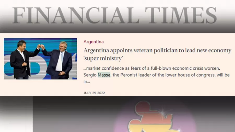 Financial Times elogió el desembarco de Massa: se compromete a restaurar el orden fiscal