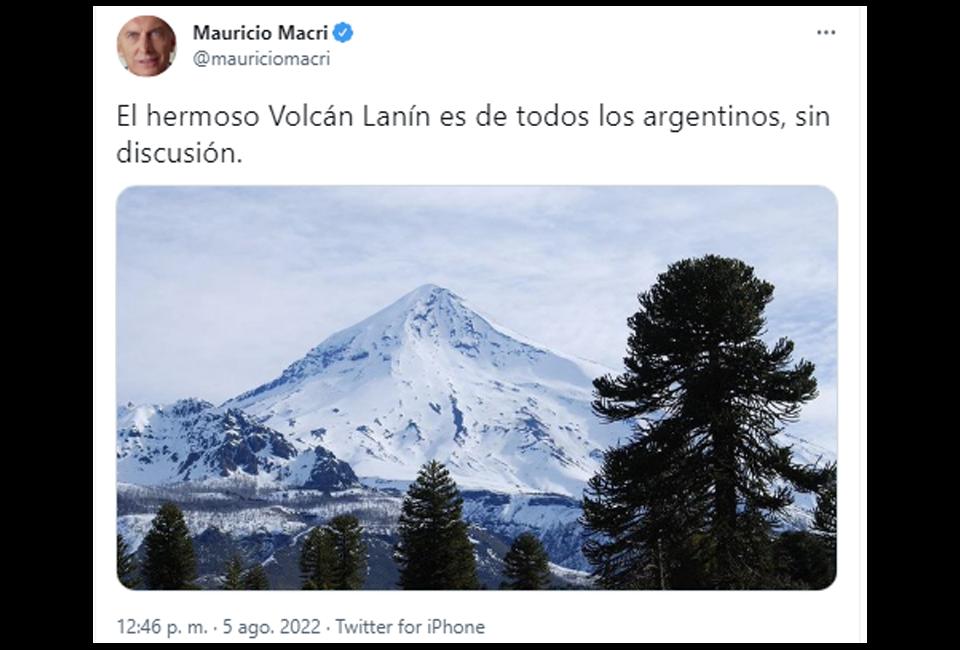Macri cuestionó la decisión de declarar al Volcán Lanín como sitio sagrado mapuche”