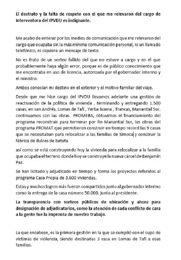 Stella Maris Córdoba: “desde que asumió, Jaldo tenía tomada la decisión de relevarme