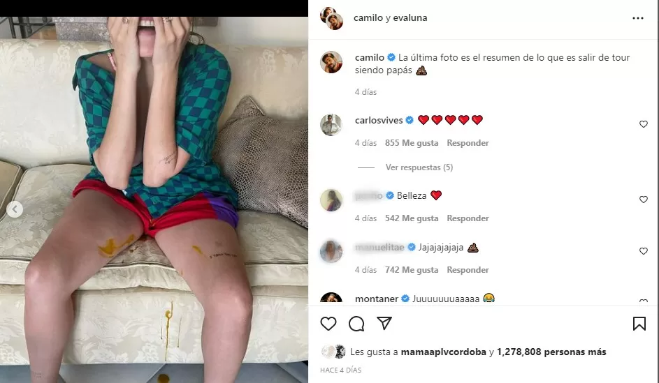 La desagradable foto que publicaron Evaluna Montaner y Camilo