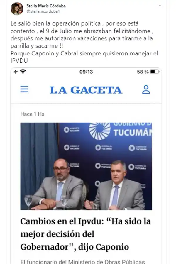 Stella Maris Córdoba disparó contra Caponio y Cabral: “Les salió bien la operación política”