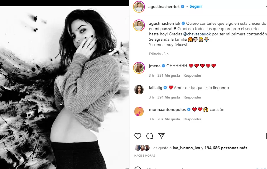 El tierno posteo de Agustina Cherri