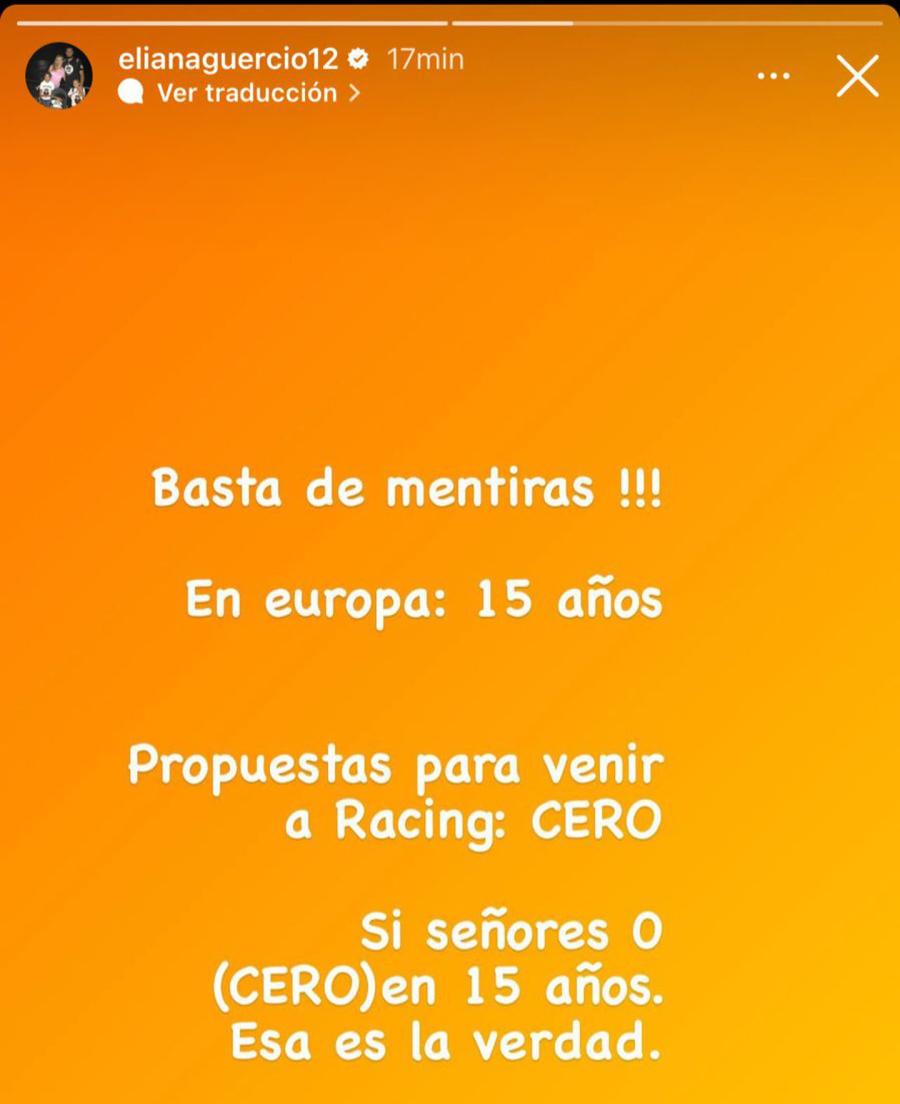 El posteo de Guercio en Instagram.