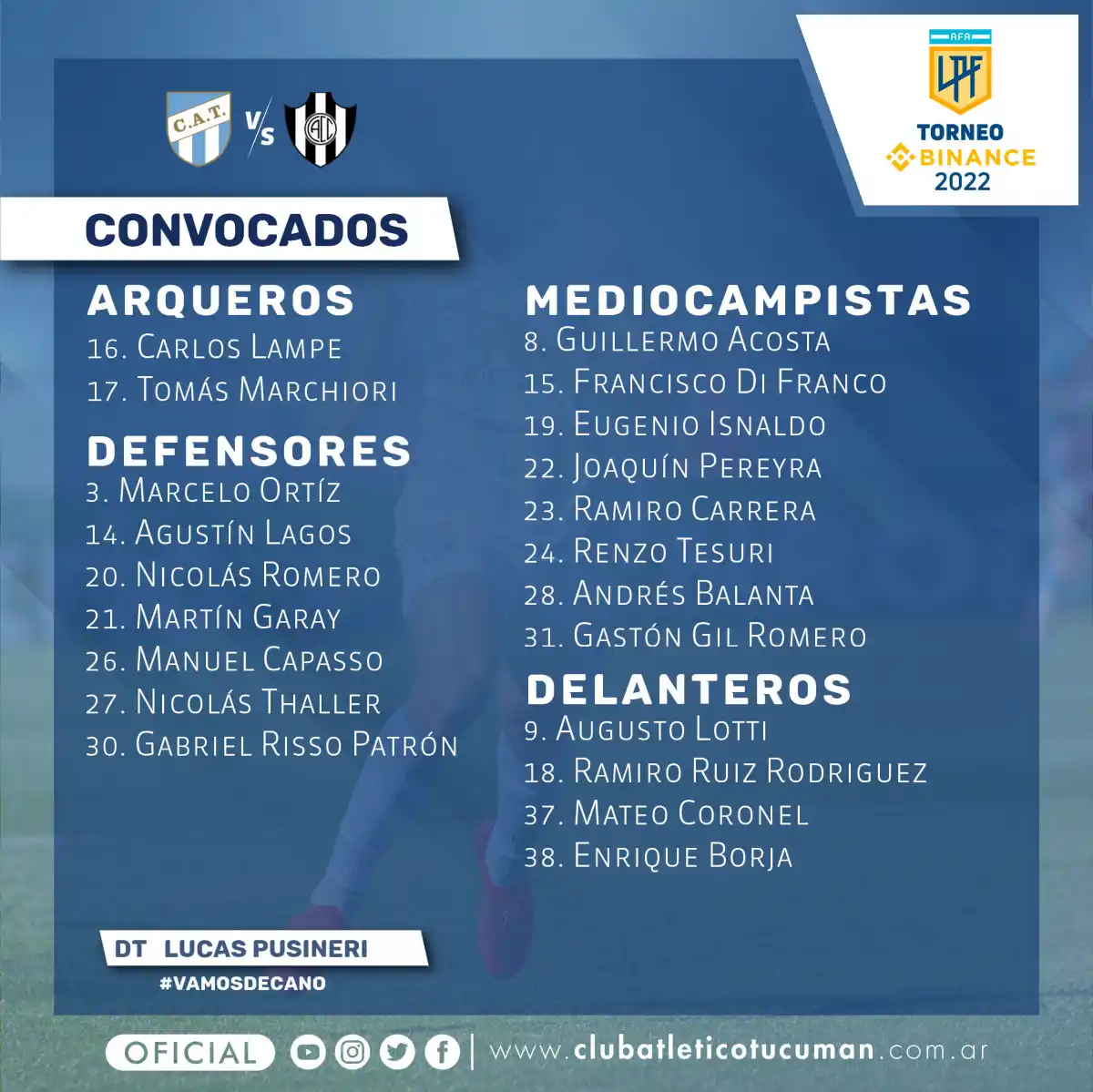 Con muchas bajas, Atlético tiene todo listo para recibir a Central Córdoba