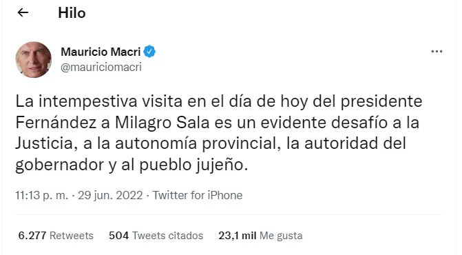 Cada vez que publica un tuit, Mauricio Macri logra captar la atención de los medios.