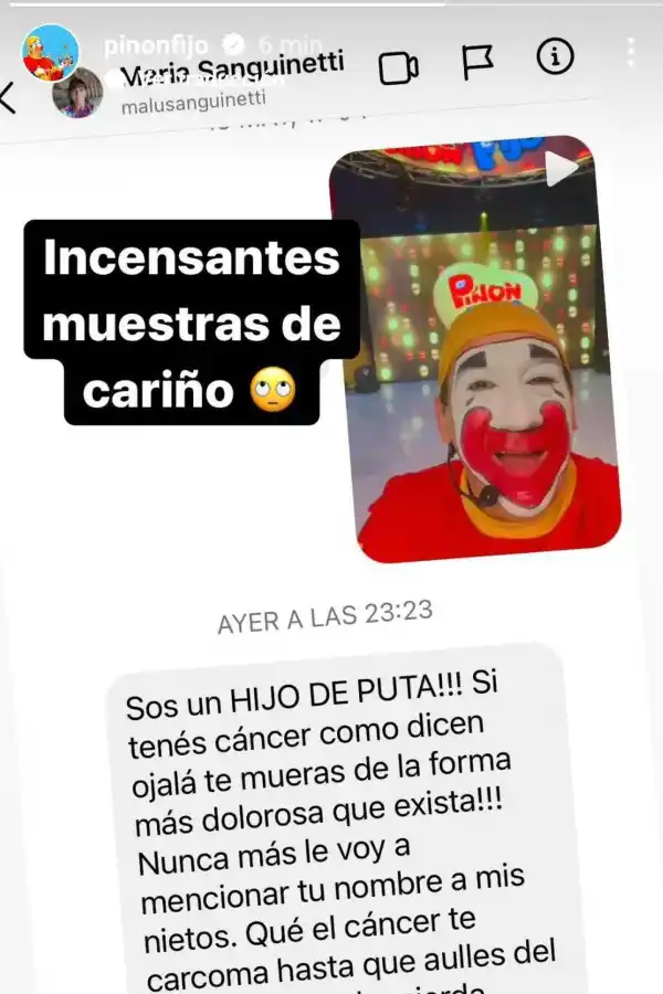 “Ojalá te mueras”: Piñón Fijo mostró los mensajes que recibió en medio de su problema familiar