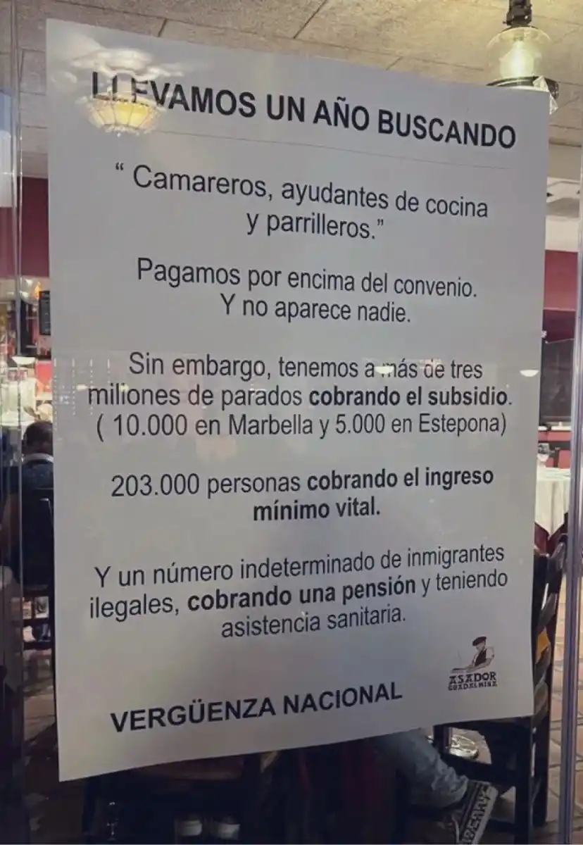 Puso un cartel en su restaurante quejándose de que no consigue empleados y se hizo viral