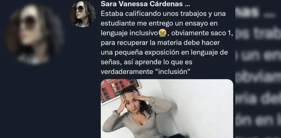 Tuit de la maestra desaprobó a una alumna que redactó su examen en lenguaje inclusivo