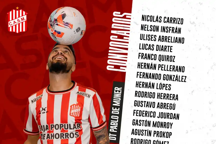 De Muner dio a conocer a los convocados para el partido de San Martín ante All Boys