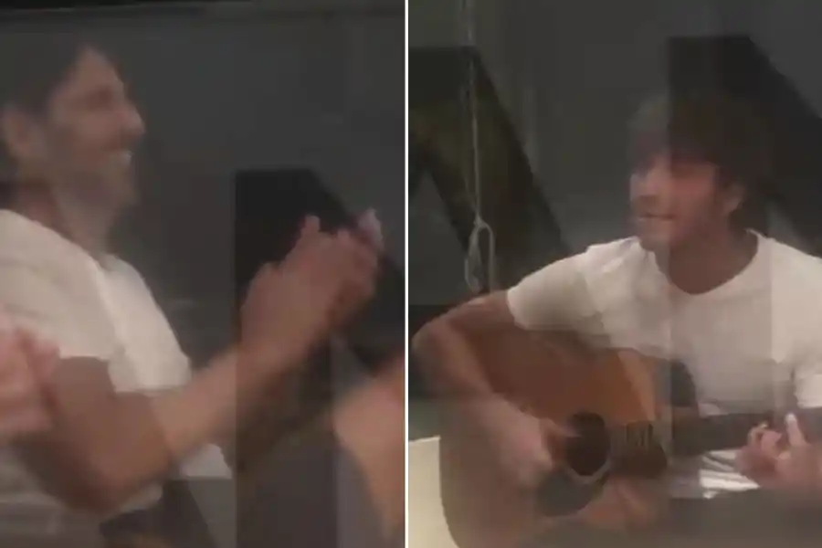 Juan Darthés durante una guitarreada en Brasil