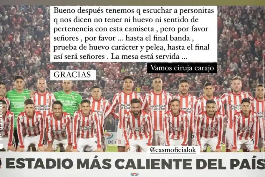 Tino Costa le dedicó un posteo a los que nos dicen no tener huevos ni sentido de pertenencia