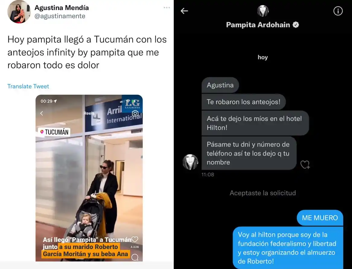 Viral: le robaron los lentes de sol a una tucumana y Pampita le dio una sorpresa