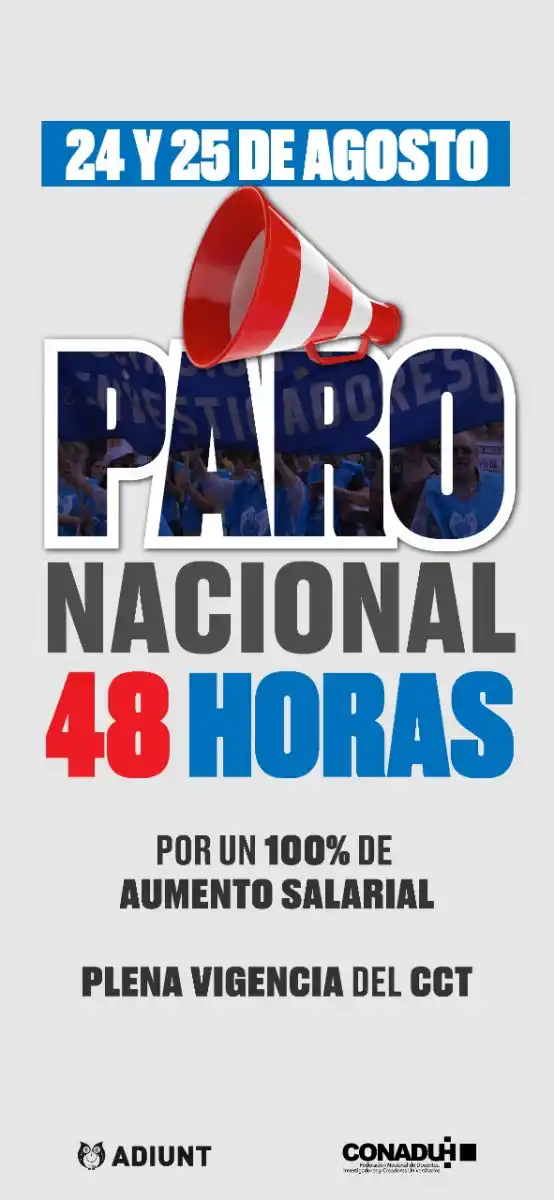 Paro de ADIUNT por un reclamo salarial