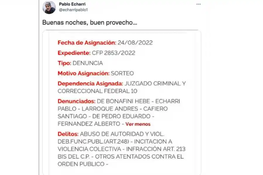 Pablo Echarri fue denunciado por incitar a la violencia tras defender a Cristina Kirchner