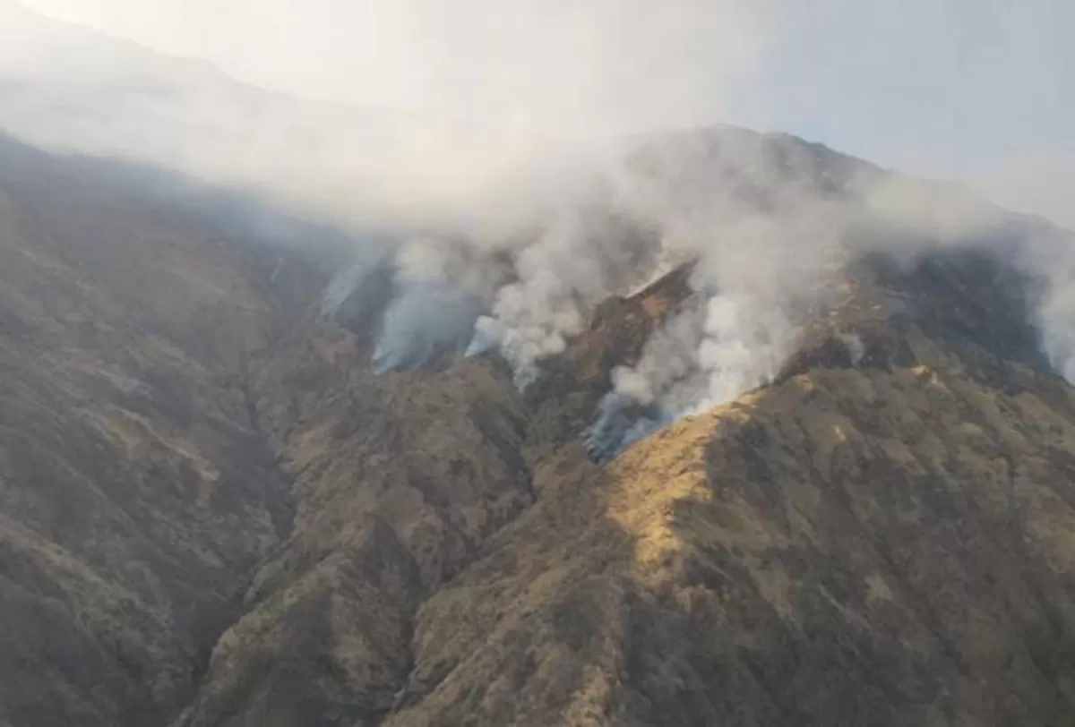 Trabajan para sofocar un incendio en El Rincón, a unos 3.400 metros de altura