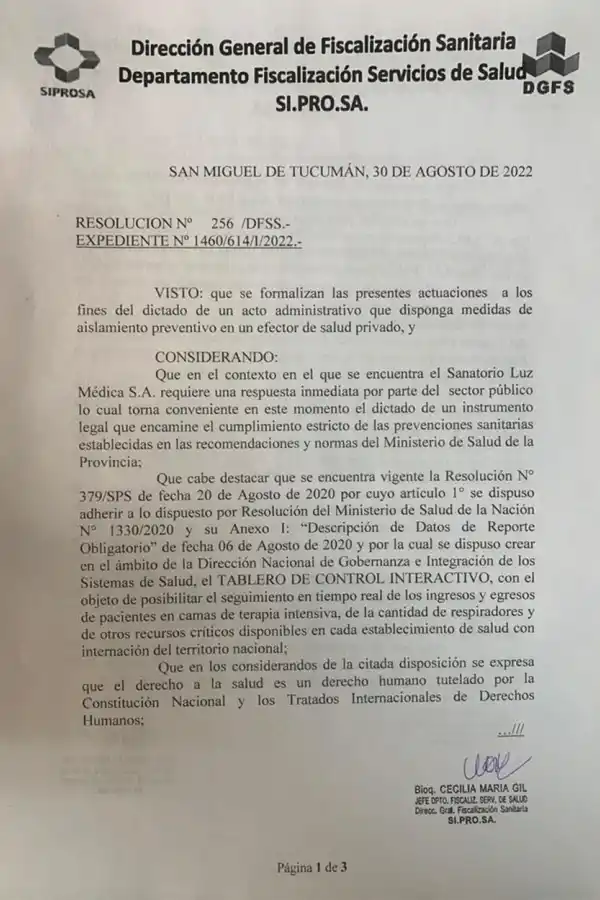 ¿En qué sanatorio se habrían originado los contagios que investiga el Siprosa?