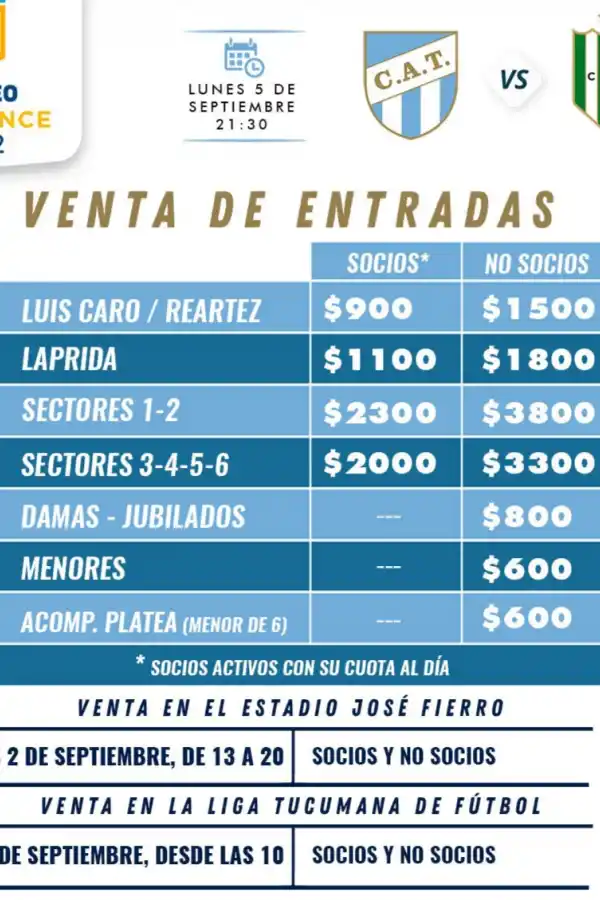 A pesar del feriado, Atlético Tucumán ratificó la venta de entradas a partir de las 13