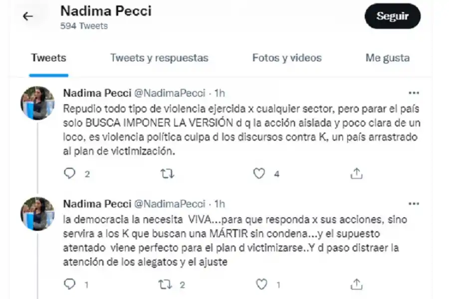 Nadima Pecci: El supuesto atentado viene perfecto para el plan de victimizarse