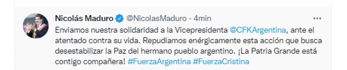 Cuál fue la reacción de los líderes de la región al atentado contra Cristina Kirchner