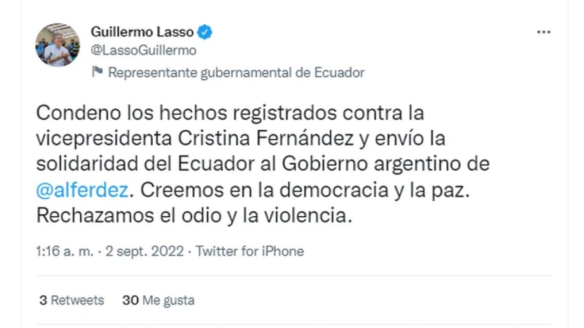 Cuál fue la reacción de los líderes de la región al atentado contra Cristina Kirchner