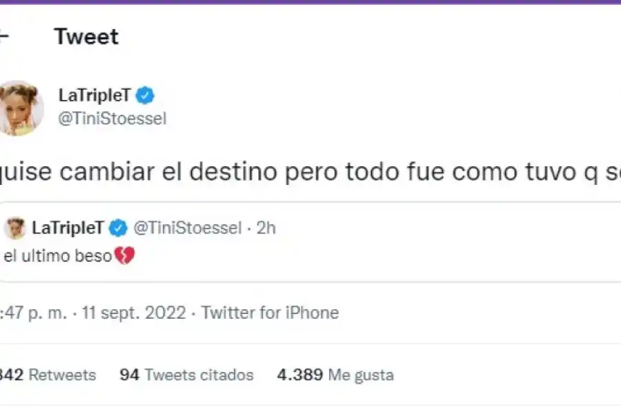 Tini Stoessel avivó los rumores de ruptura con Rodrigo de Paul